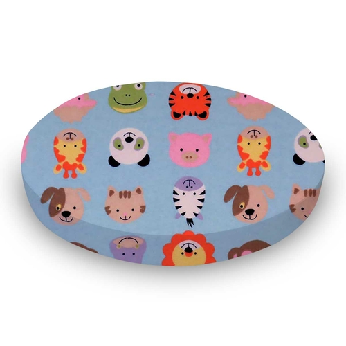 SheetWorld Fitted Round Crib Sheet - 100% Cotton Flannel - Animal