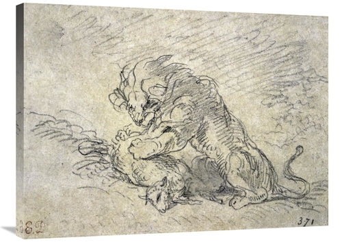 Global Gallery GCS-277373-36-142 36 in. Lion Consuming a Sheep Art Pri