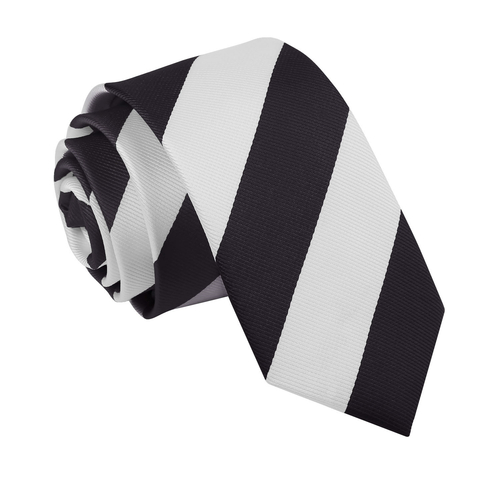 Striped Slim Tie - Black & White