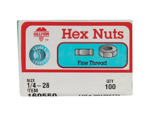 Hillman 160550 0.25-28 in. Grade 5 Hex Nut