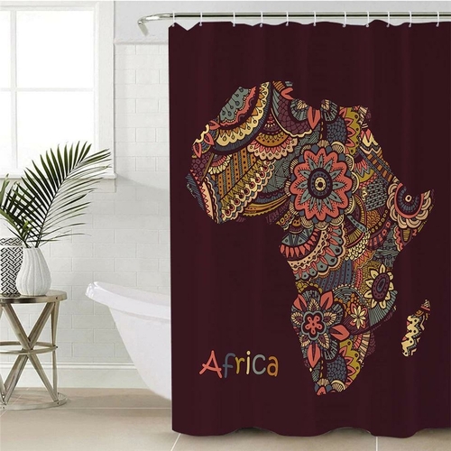 Mandala Africa Map Shower Curtain