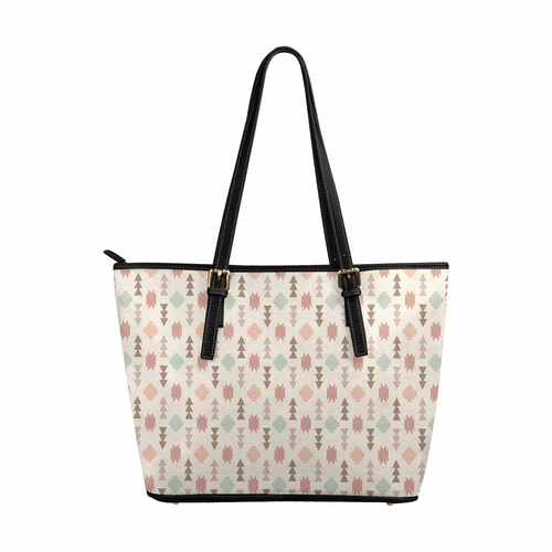Large Leather Tote Shoulder Bag - Bohemian Print