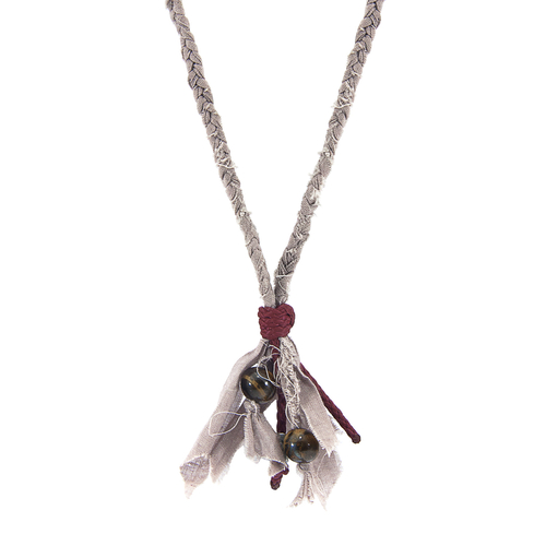 Tigers Eye Marcus Silver, Stone and Braided Voile Necklace x Bracelet