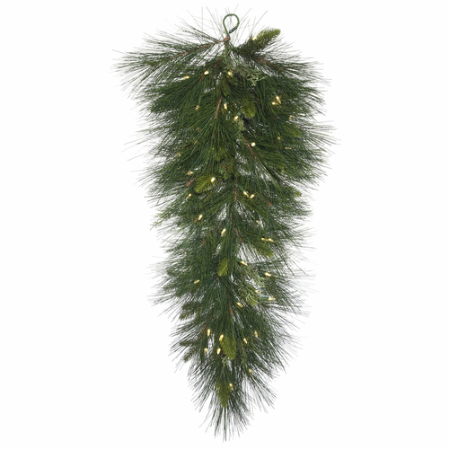 32 in. Spencer Mixed Tear Drop Green Christmas Tree with 50 Warm White