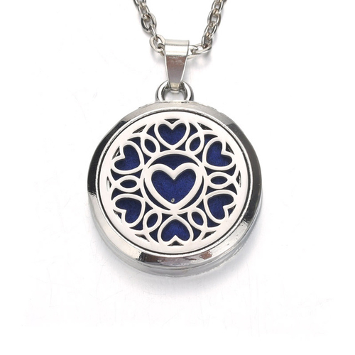 Silver Heart-shape Aroma Diffuser Necklace Perfume