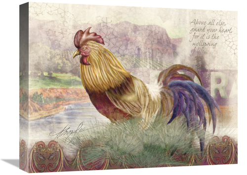 16 x 20 in. Blue Tail Rooster Art Print - Alma Lee