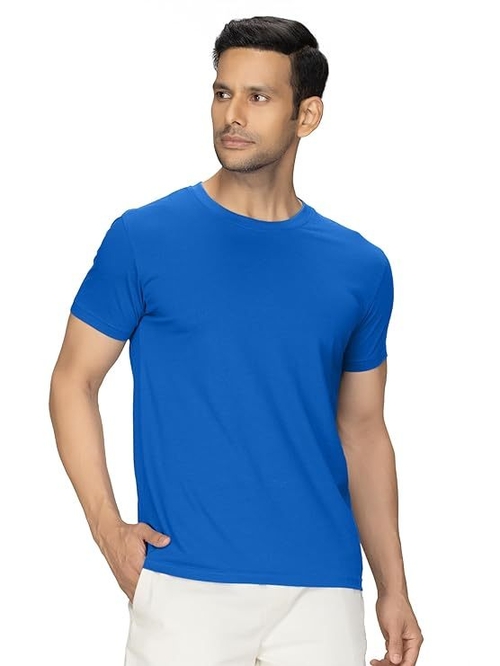 Mens Cotton Solid Regular Fit Round Neck Half Sleeves T-Shirt