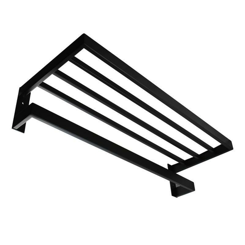 Omar Nero Square Matte Black Double Towel Bar Rail 600mm