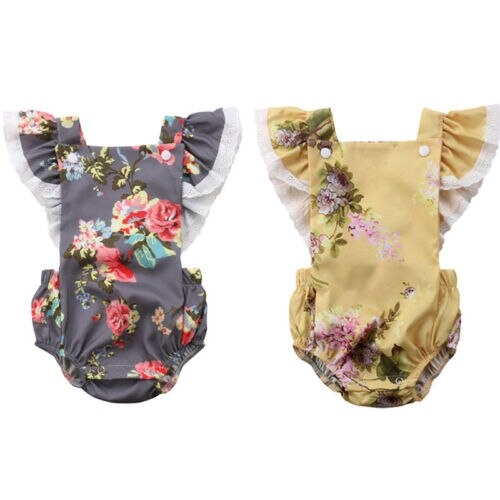 Summer Newborn Toddler Baby Girls Floral Ruffles