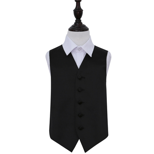 Plain Satin Waistcoat - Boys - Black, 28'