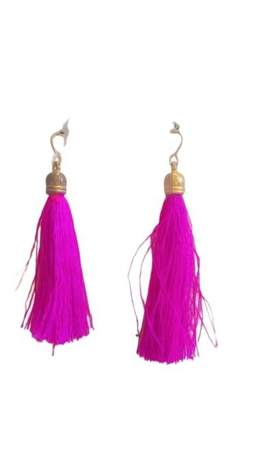 Handmade Tassel Stud Earrings for Women's & Girl's (Pink)