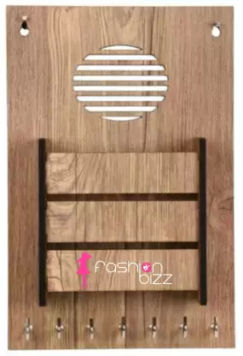 Decorasia Wooden Key Holder (7 Hooks, Brown)