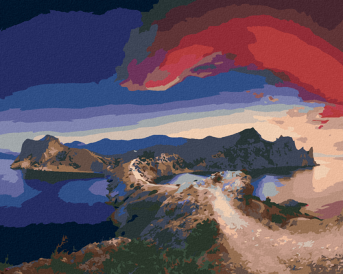 Paint by Numbers - NATURE WITH RED CLOUDS