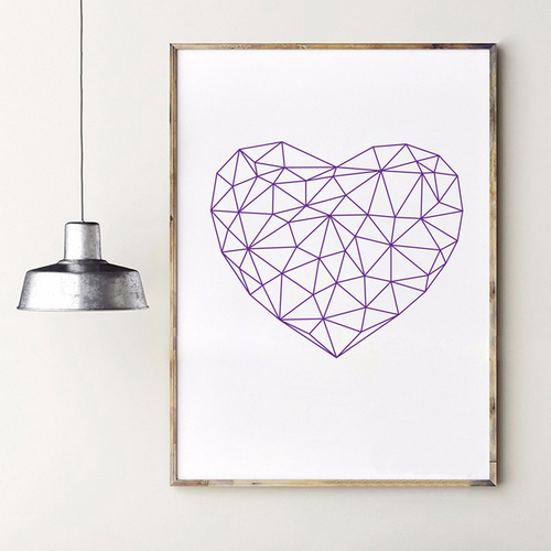 Abstract Polygonal Heart Art Print Wall Pictures ,