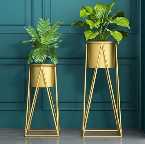 Elegant Metal Planter Stands with Pots Indoor and Outdoor Decoration