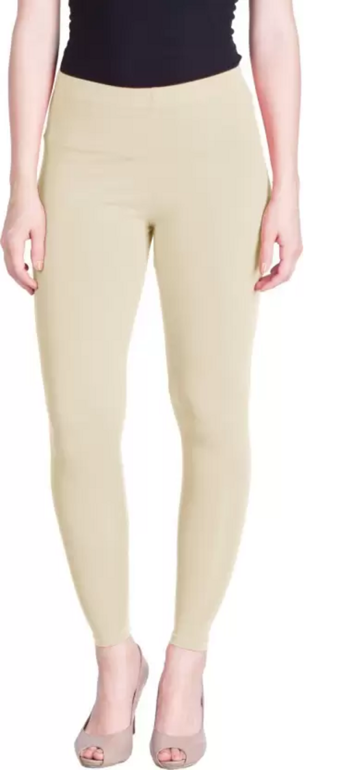 Women's  Ankle Length Ethnic Wear Legging  (Cream, Solid) Size M