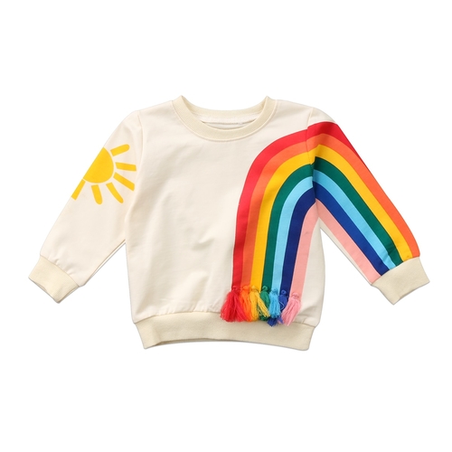 Baby Girl Kid Rainbow Tassels T Shirt Tops Babies