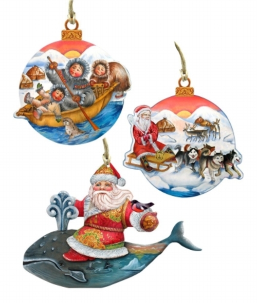 G DeBrekht 8100004S3 Sefari Santa Ornaments, Multicolor - Set of 3