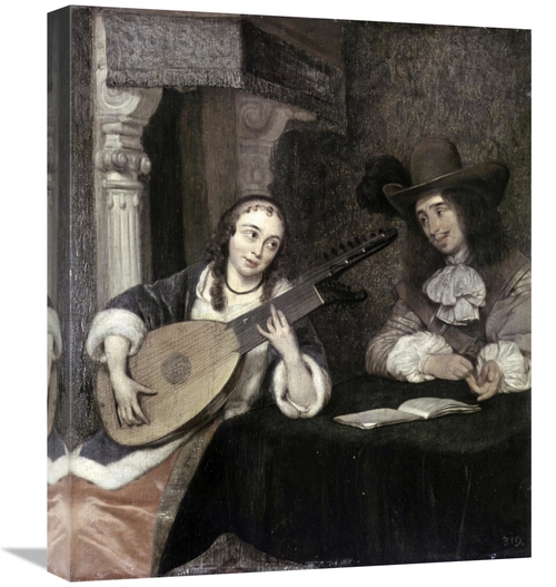 Global Gallery GCS-276776-22-142 22 in. Woman Playing the Lute Art Pri