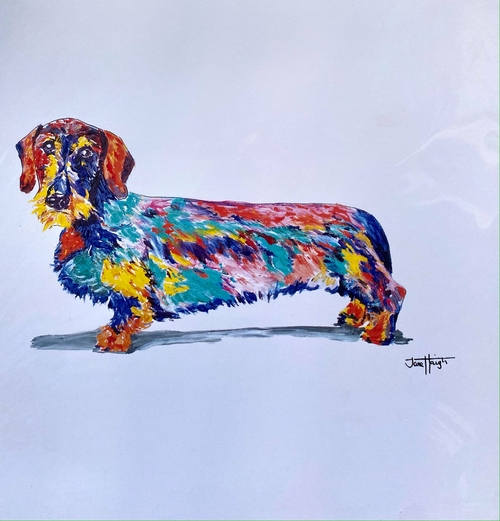 Sausage Dog dachshund print by Jane Haigh, framed/unframed. FREE P&P