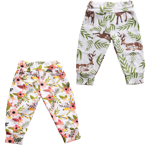 Newborn Baby Boy Girls Bottoms Deer Floral Pattern