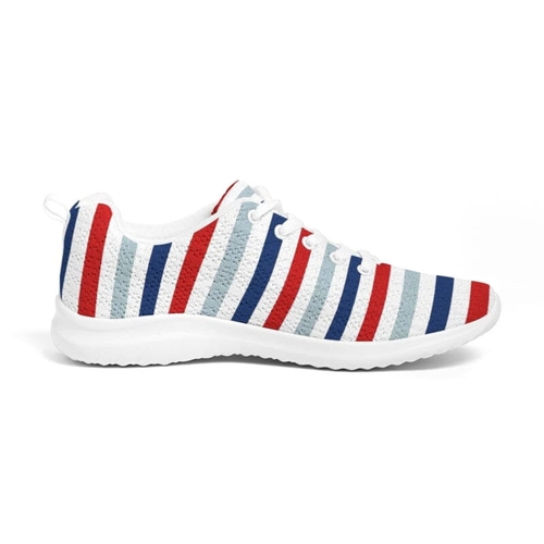 Mens Athletic Sneakers - Red White Blue Striped Running Shoes