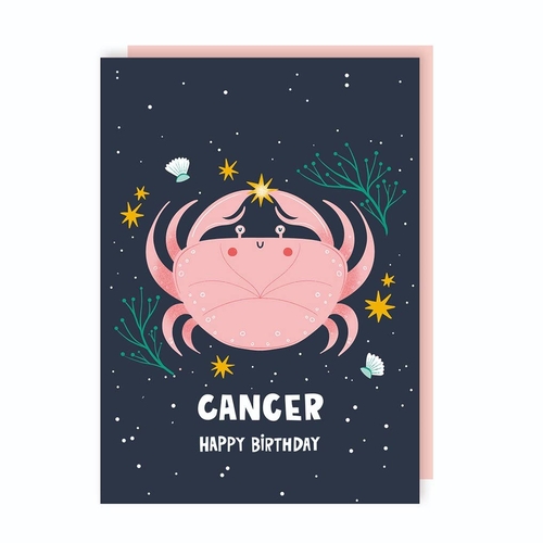 Cancer Zodiac Sign Birthday Card (Pack of 6)