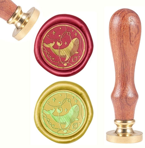 Vintage Wax Sealing Stamps Whale Constellation Retro Wood