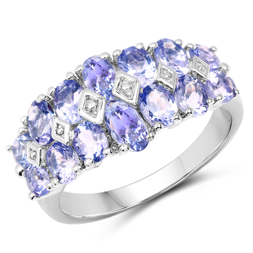 2.26 Carat Genuine Tanzanite .925 Sterling Silver Ring