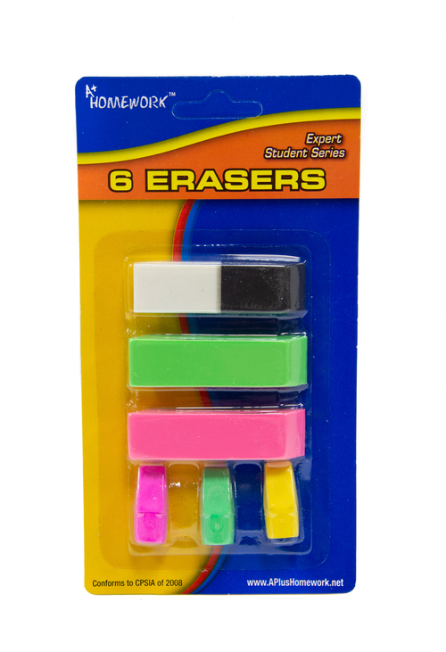 Assorted Erasers - 48 Count, 6 Pack - 3 Pencil Cap + 3 Regular