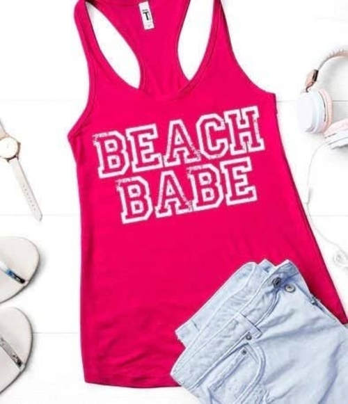 "Beach Babe" Summer Racerback Tank Top (Summer)