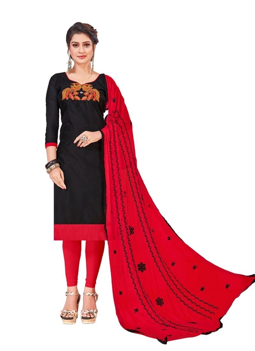 Generic Women's Modal Silk Salwar Material (Black,