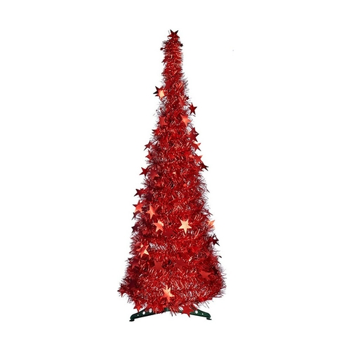 Christmas Tree Red Tinsel (38 x 38 x 105 cm)