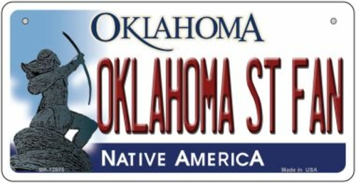 Smart Blonde BP-12978 3 x 6 in. Oklahoma State Fan Novelty Metal Bicyc