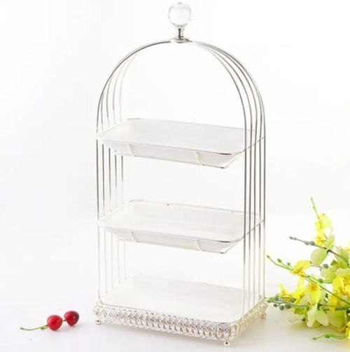 Bird Cage Ceramic Cake Stand 3 Layer- Square shape