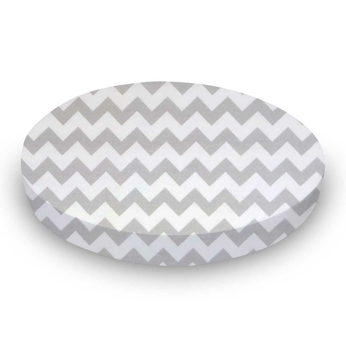 SheetWorld Fitted Round Crib Sheet - 100% Cotton Woven - Grey Chevron