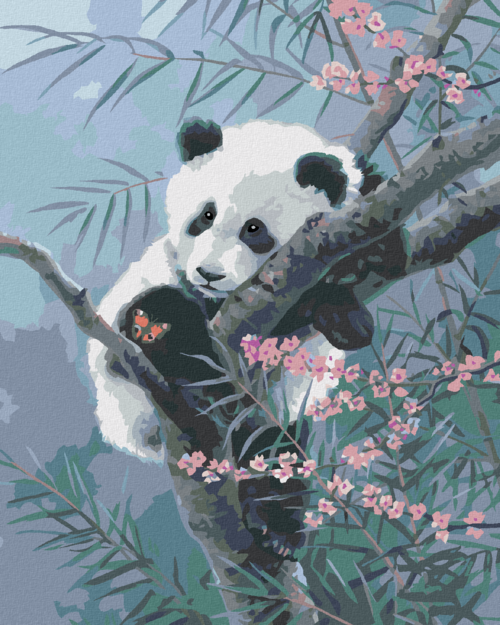 Paint by Numbers - PANDA, BUTTERFLY AND BAMBOO (ABRAHAM HUNTER)