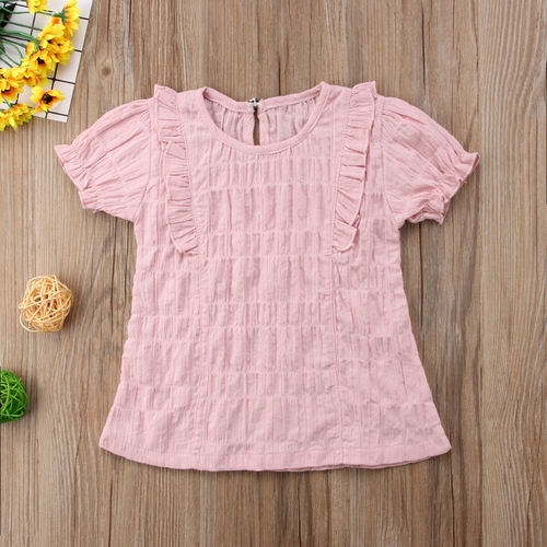 Kids Baby Girl Cotton and Linen Short Sleeve