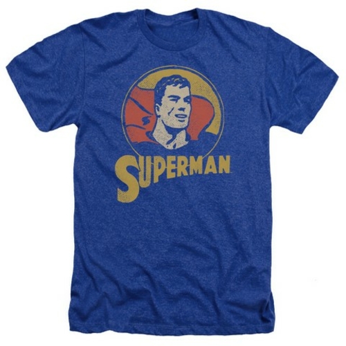 Trevco Dc-Super Circle - Adult Heather Tee - Royal Blue- Medium