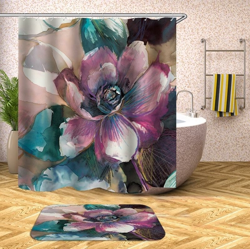 Water Painting Flower Shower Curtain