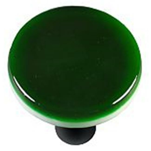 Hot Knobs HK1023-KRB Kelly Green Round Glass Cabinet Knob - Black Post