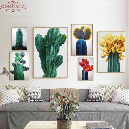 Nordic Simple Cactus Plant Canvas