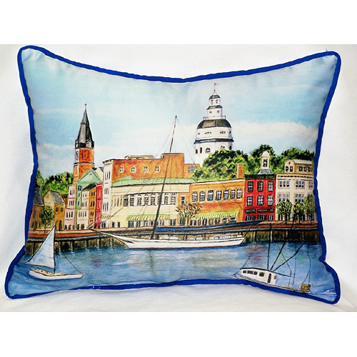 Betsy Drake HJ728 Annapolis City Dock Art Only Pillow 15"x22&quot