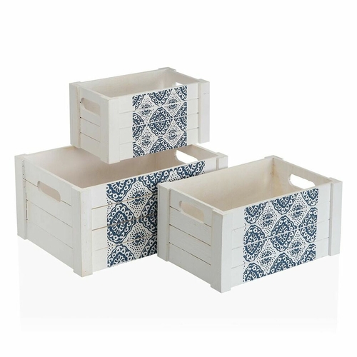 Set of Stackable Organising Boxes Versa Aveiro Wood (28 x 15 x 40 cm)