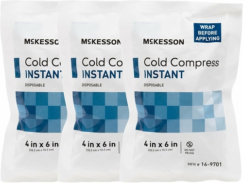 Case of 24 Instant Cold Disposable Ice Packs 4 x 6. First Aid Cold