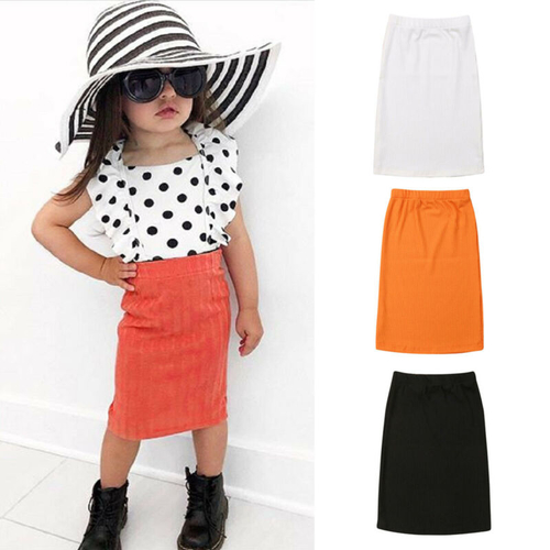 Casual Kids Baby Girls Knitted Skirts Solid