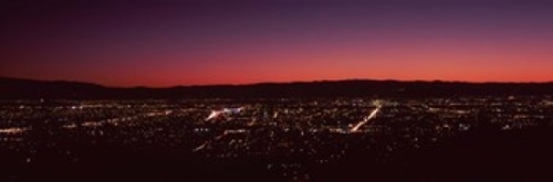 Panoramic Images PPI133952L City lit up at dusk  Silicon Valley  San J