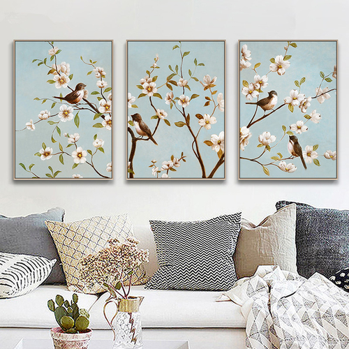 Chinese Branches Birds Flowers Poster