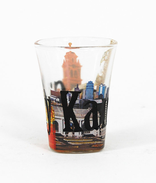 Americaware SGKAN01 Kansas Full Color Etched  Shot Glass