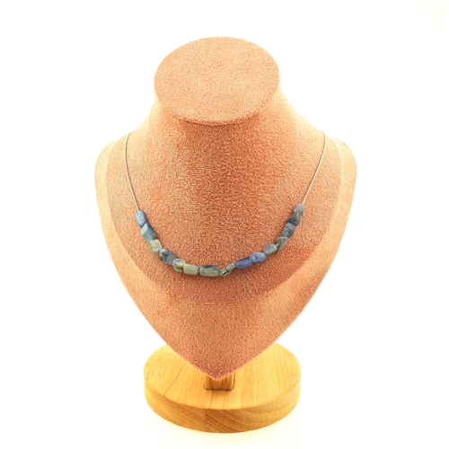 Blue kyanite from Brazil 15 beads necklace
